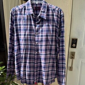 UNTUCKIT. Men’s Colourful Pink/Purple/Blue plaid long sleeve Shirt.Large.